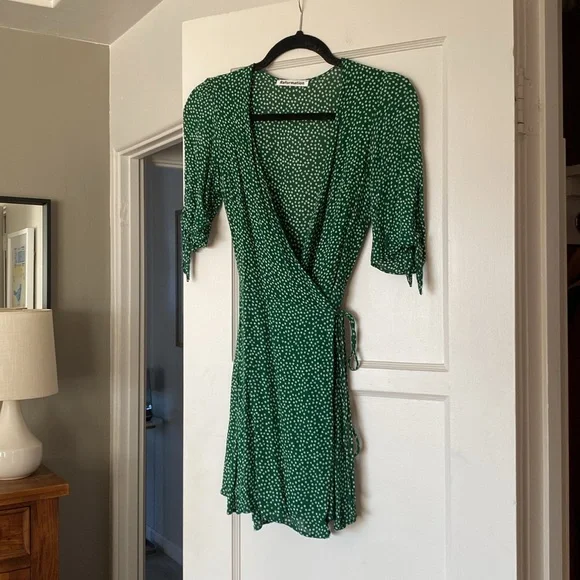 green emerald velvet dress Reformation main image 1